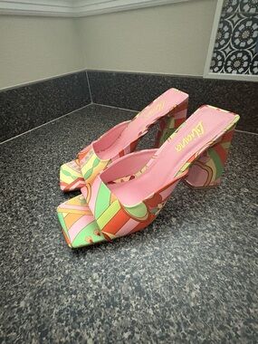Liliana Pink Multi-Color Block Platform Mules